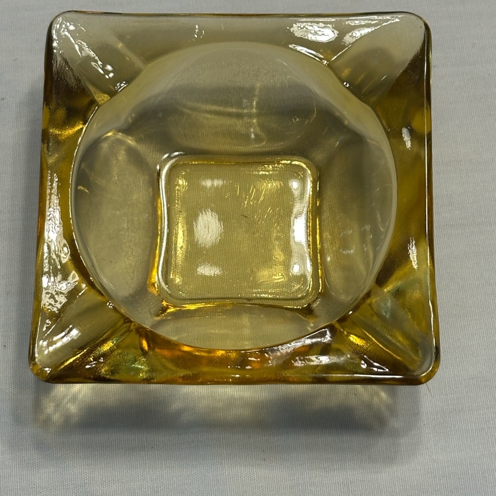 MCM Amber Glass Square Ashtray